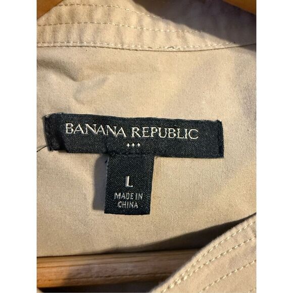 Banana Republic Size L Sleeveless Button Front Shirt Dress Tan Minimalist Midi - Picture 6 of 6